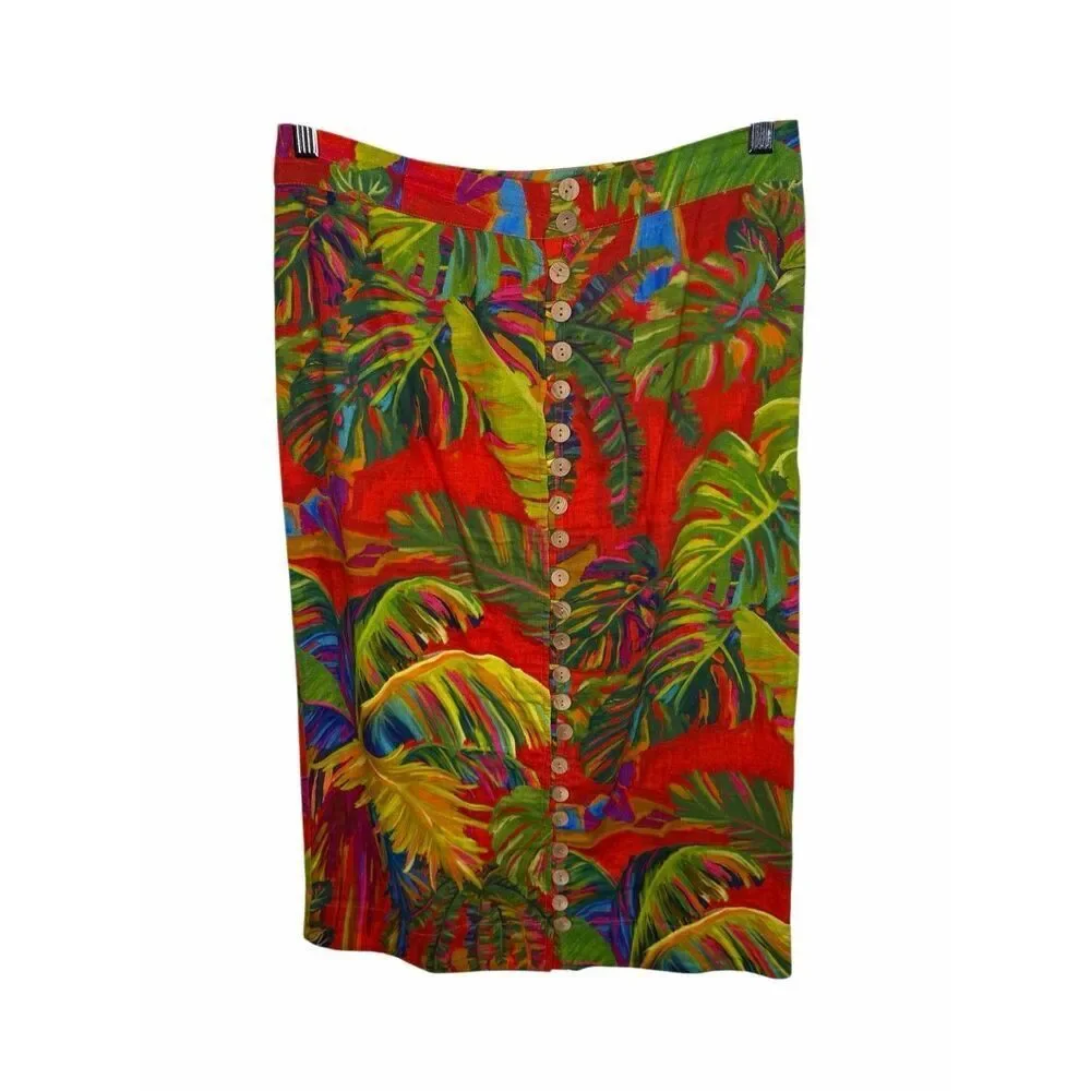 Farm Rio Urban Jungle Linen Midi Skirt Size XS - Picture 9 of 13